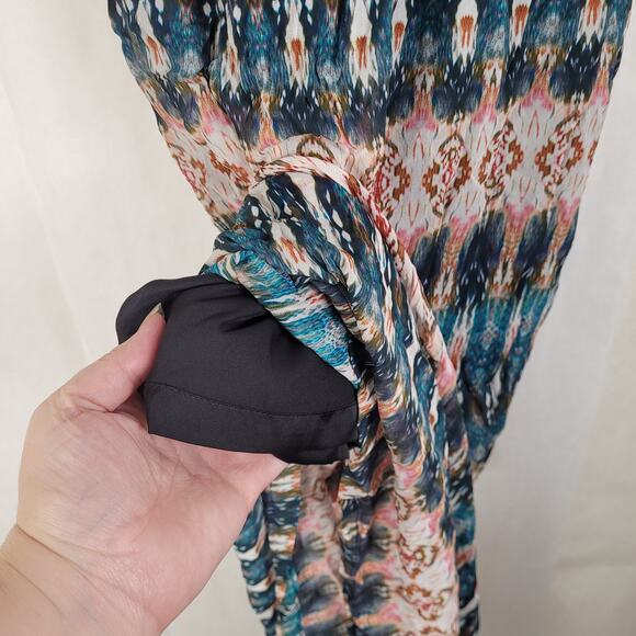 Nicole Miller Artelier blue and red print gauzy artsy maxi dress size 4 Boho - Picture 7 of 14
